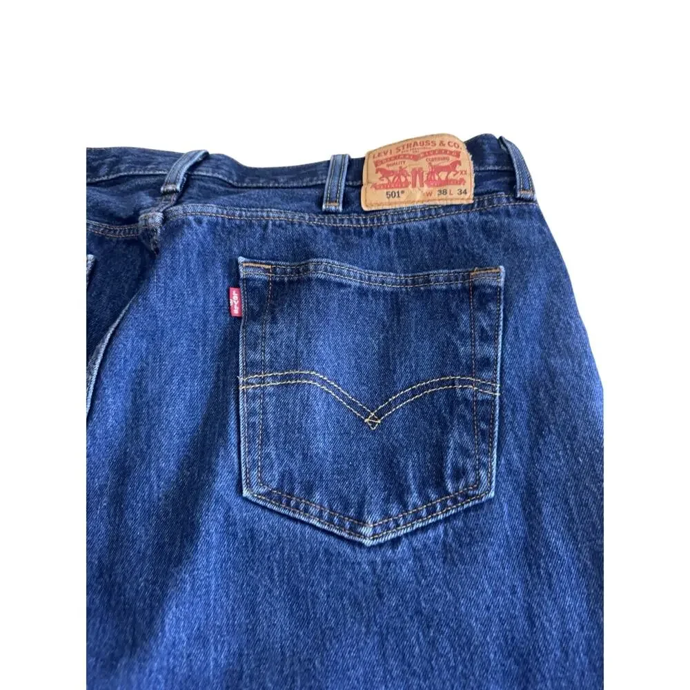 Levi's 501 Original Fit Men's Jeans Dark Wash Straight Leg Button Fly 38x34